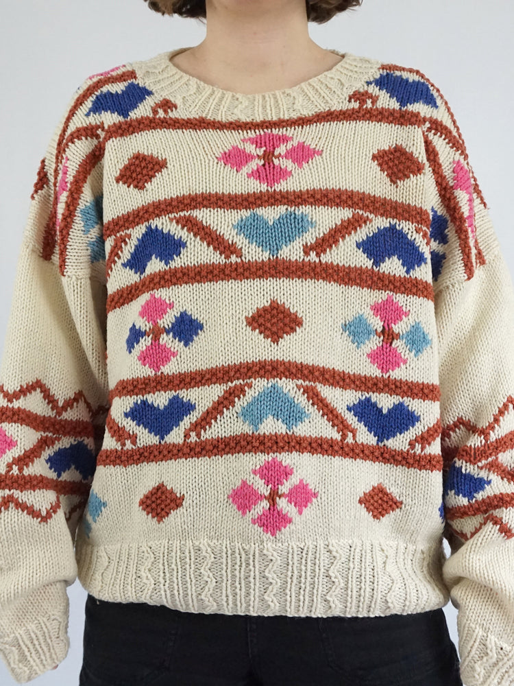 Colourful Patterned Jumper - XL