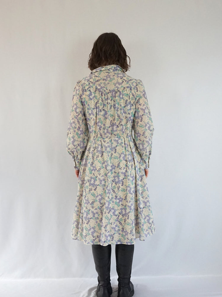 Lilac Floral Midi Dress - L