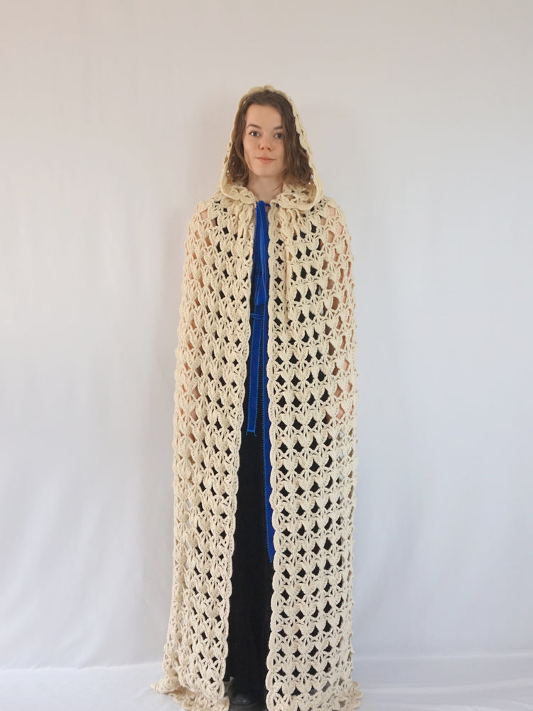 Hooded Crochet Cape - One Size