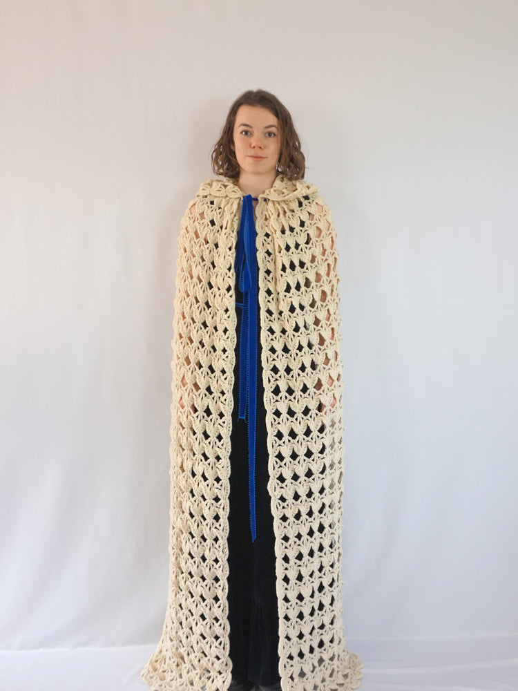 Hooded Crochet Cape - One Size