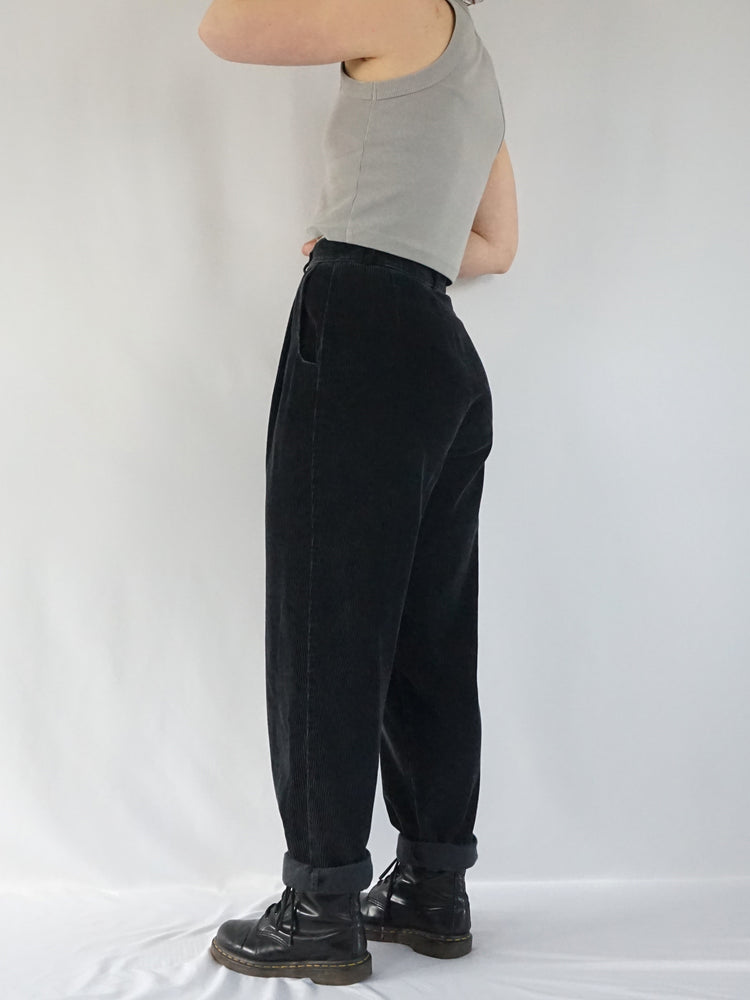 Black Corduroy Trousers - 27"