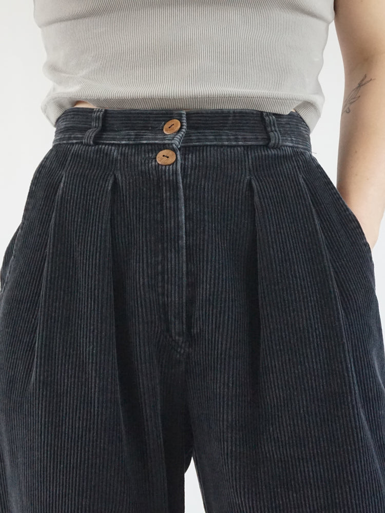 Black Corduroy Trousers - 27"