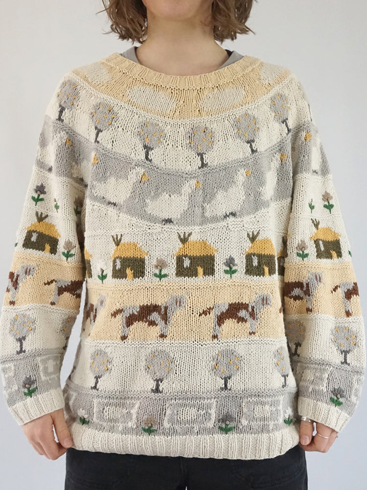 Cotton Farmyard Jumper - L