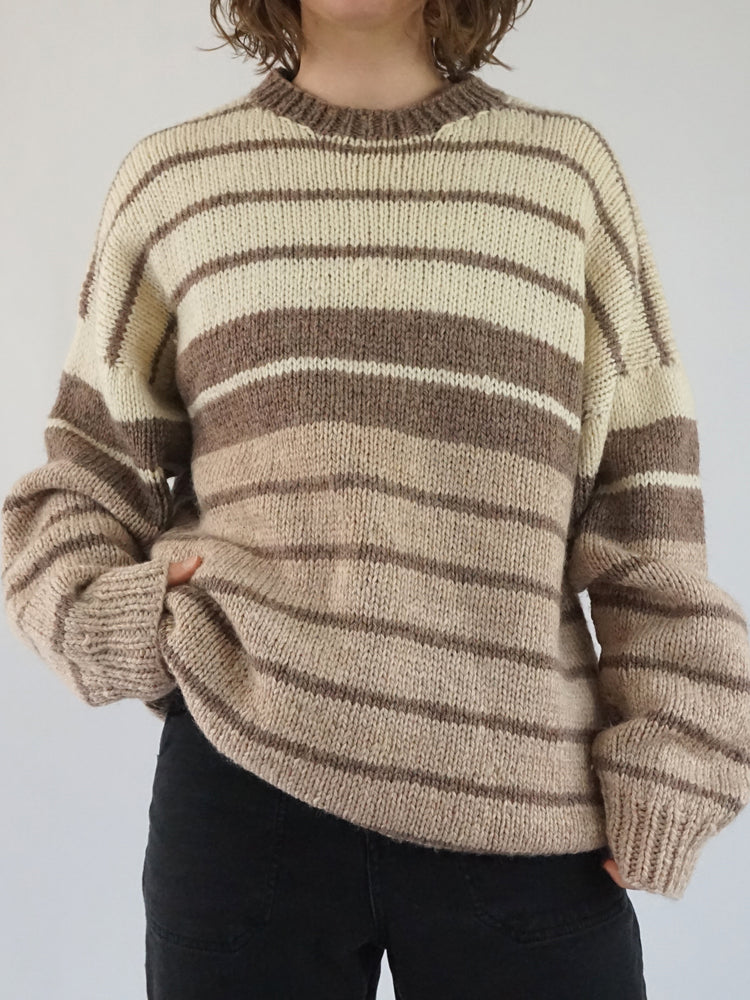 Brown Striped Knitted Jumper - XL