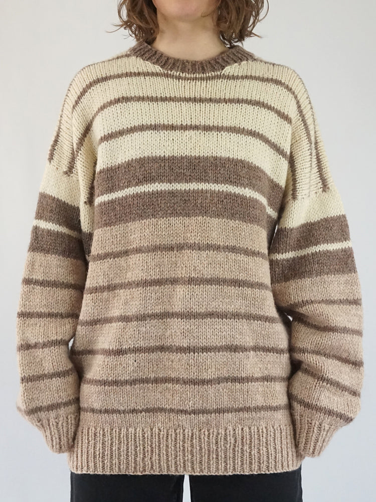 Brown Striped Knitted Jumper - XL