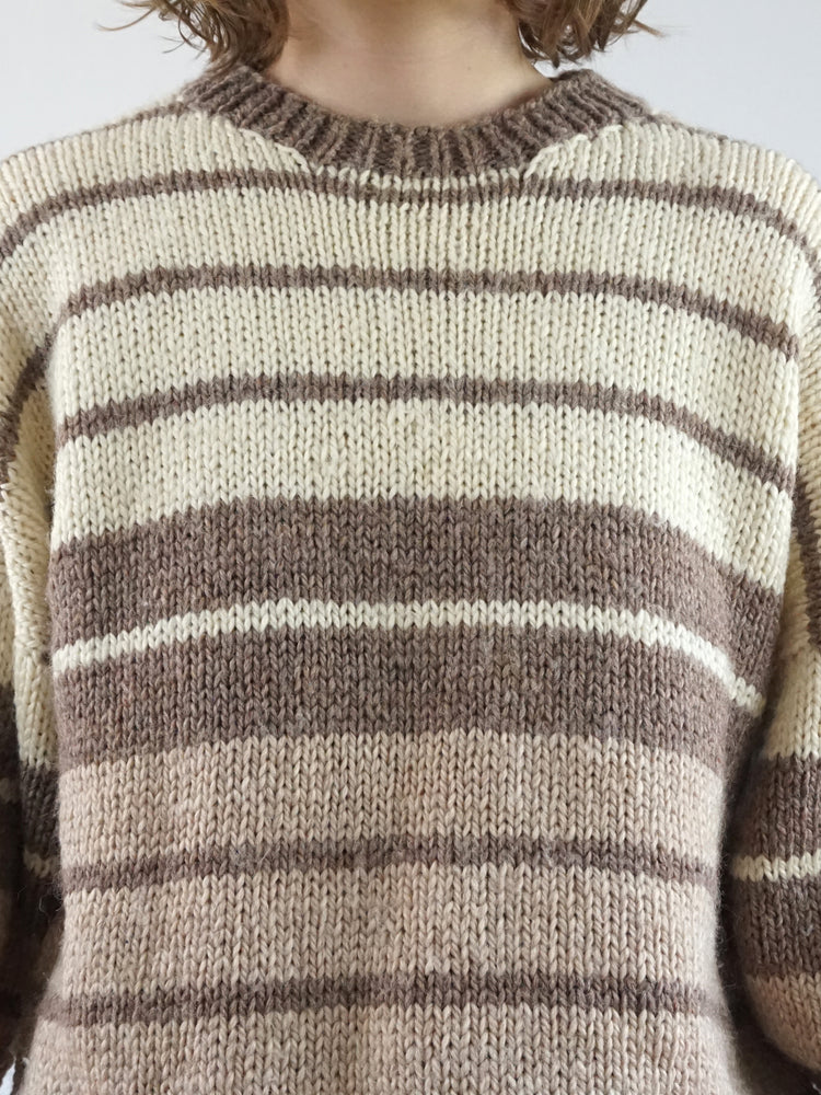 Brown Striped Knitted Jumper - XL