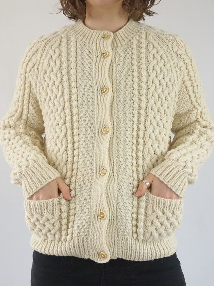 Chunky Aran Cardigan - M