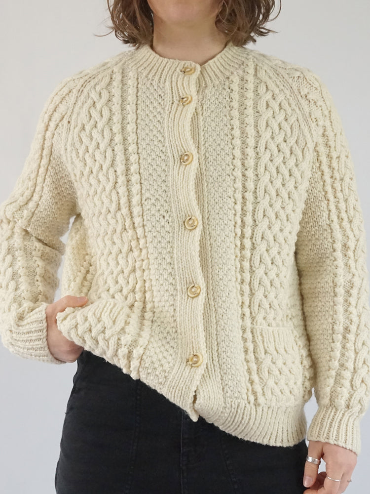 Chunky Aran Cardigan - M