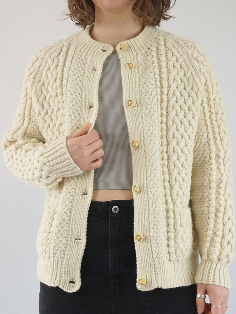 Chunky Aran Cardigan - M