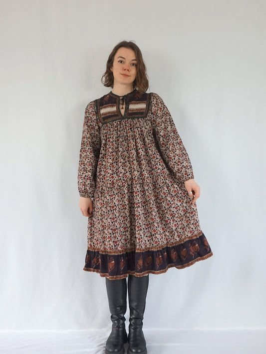 Indian Cotton Smock Dress - S