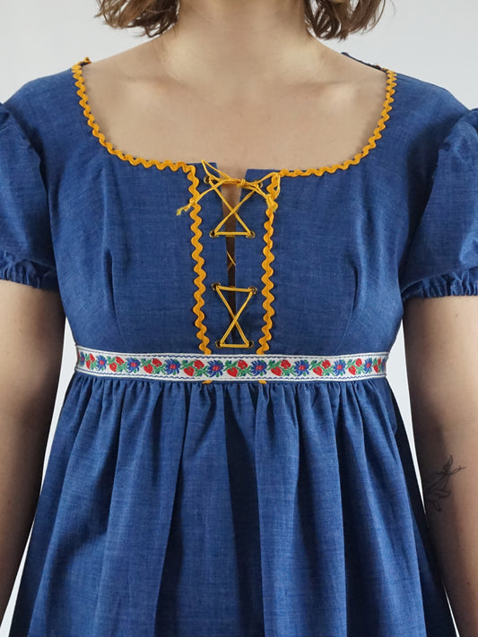 Denim Corset Bust Dress - XS