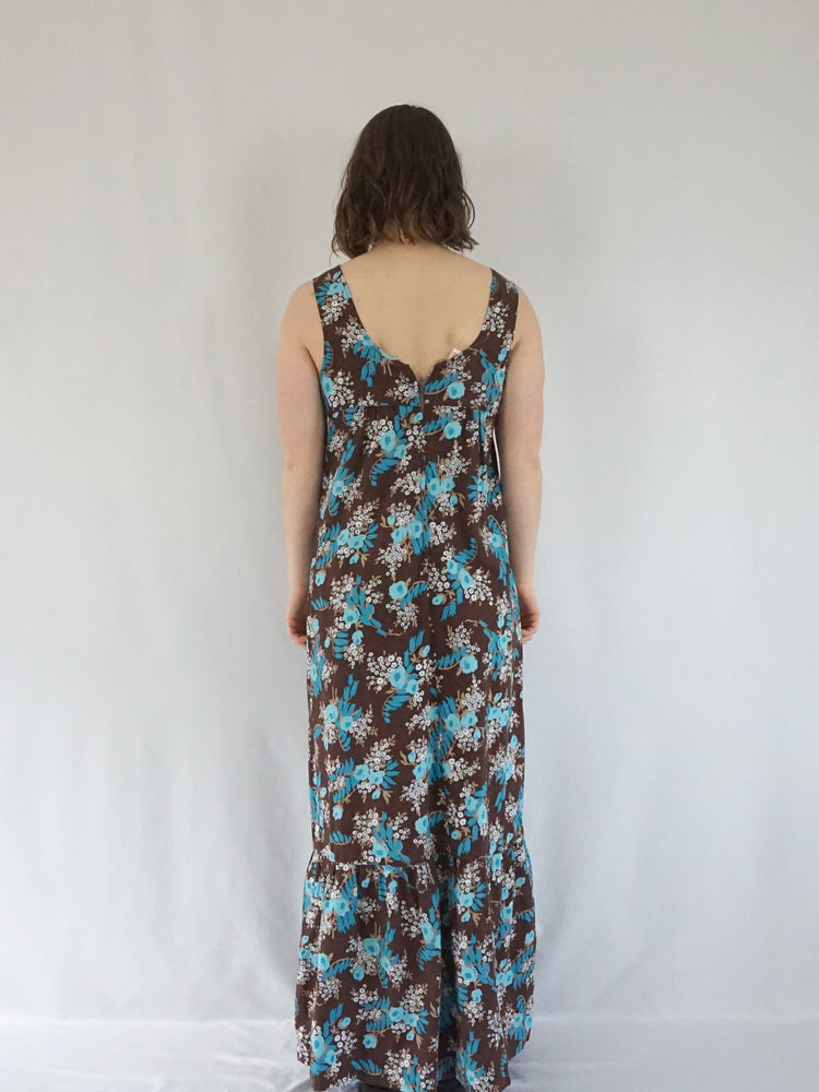 Brown Cotton Pinafore Dress - S