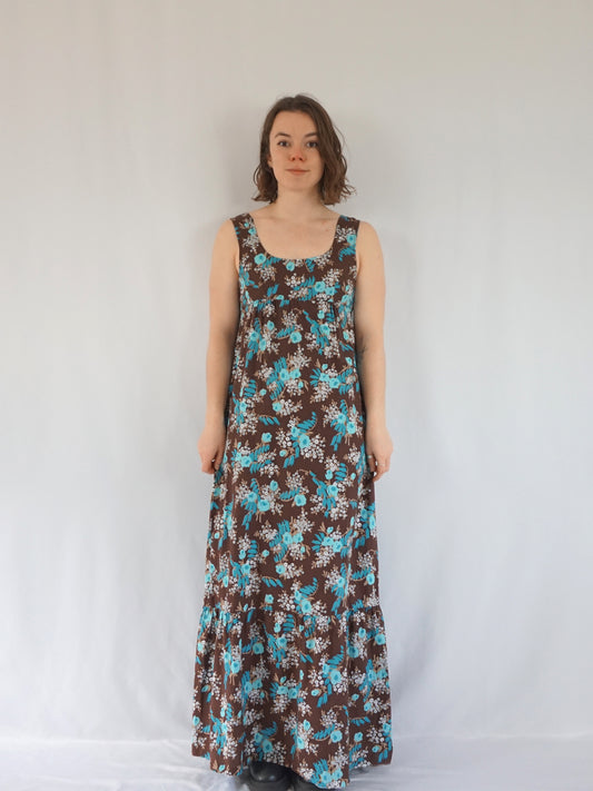 Brown Cotton Pinafore Dress - S