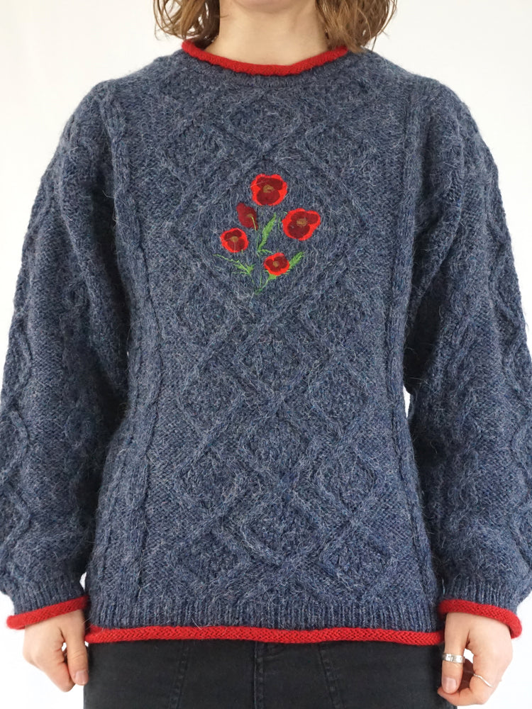 Poppy Embroidered Wool Jumper - S