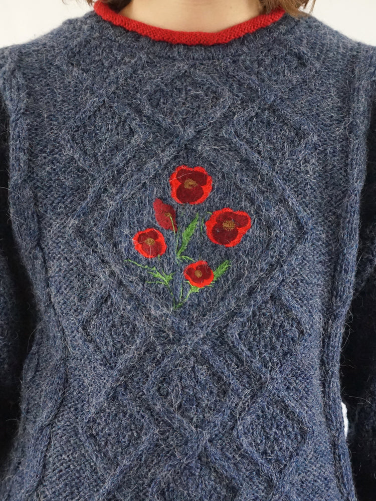 Poppy Embroidered Wool Jumper - S