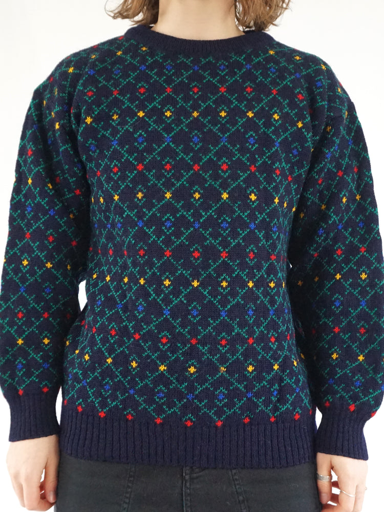 Geometric Floral Patterned Jumper - M