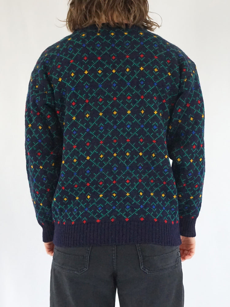Geometric Floral Patterned Jumper - M