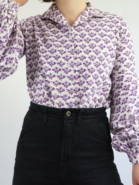 70s Laura Ashley Floral Shirt - S/M
