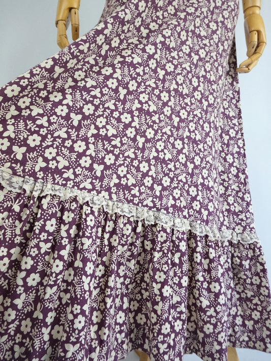 Purple Floral Cotton Prairie Dress - XS