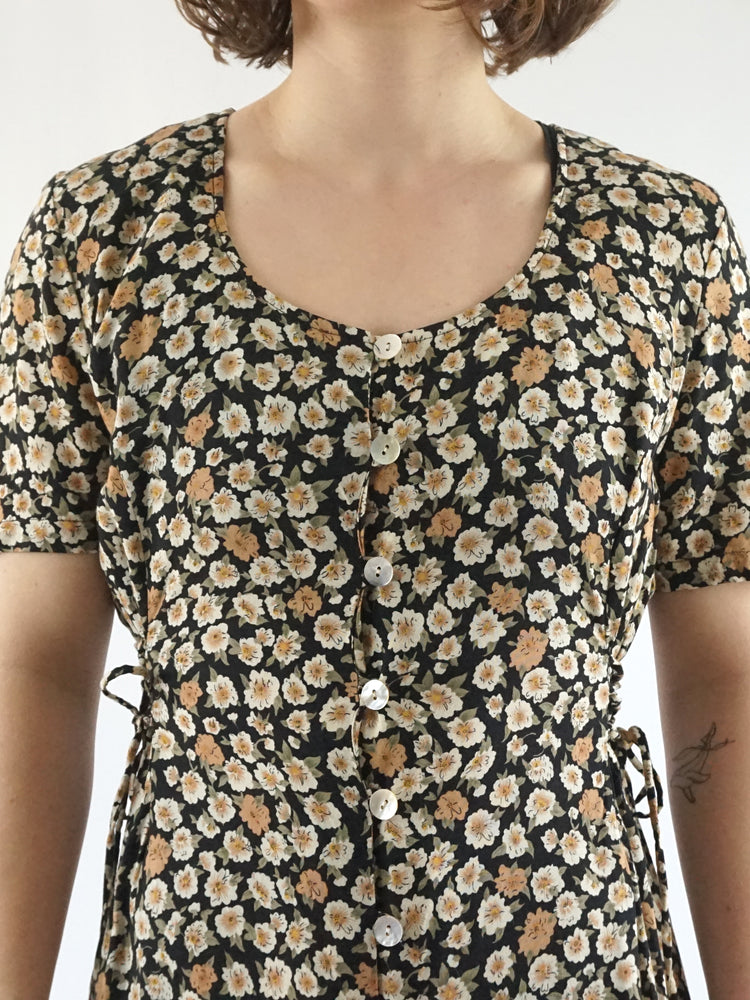 Side Tie Floral Jumpsuit - M