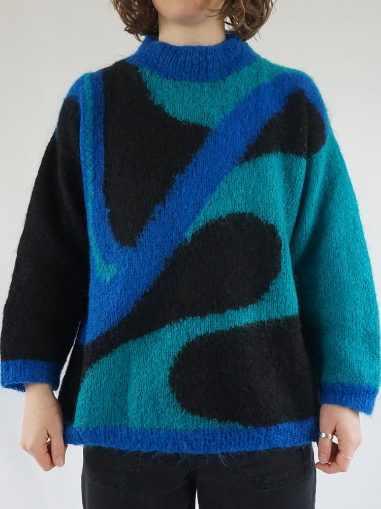 Pure Mohair Patterned Jumper - XL