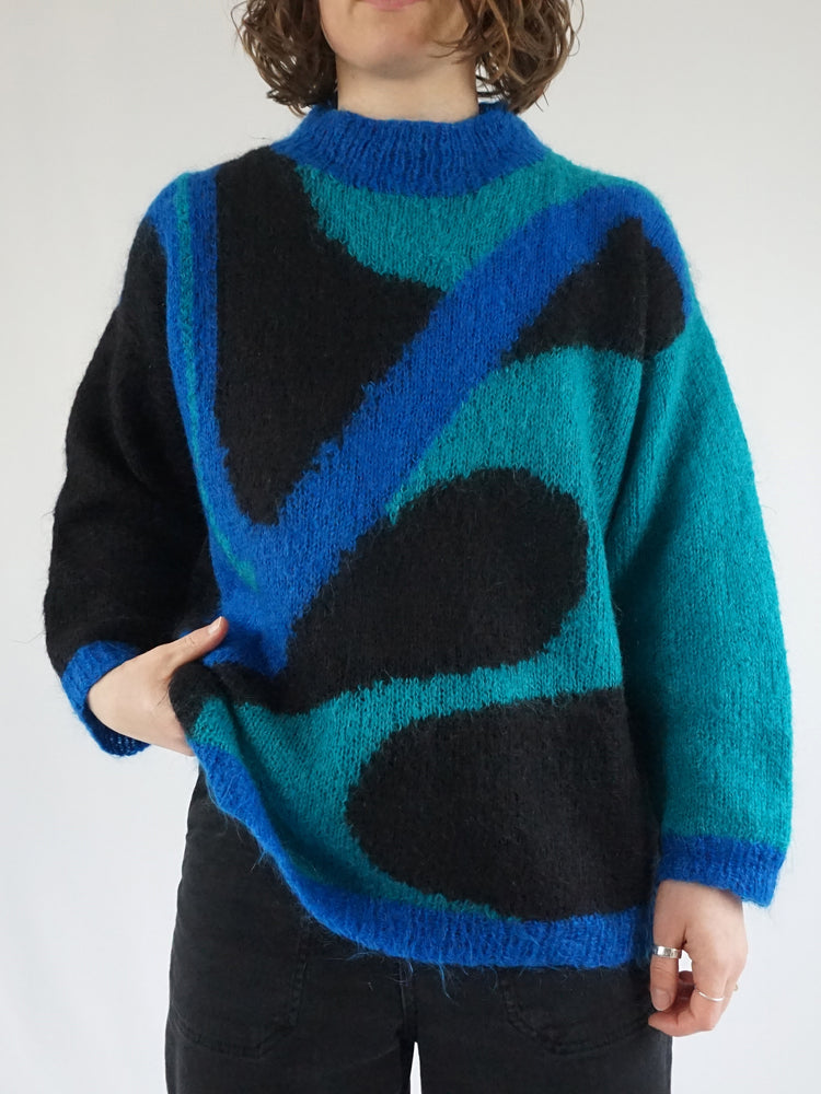 Pure Mohair Patterned Jumper - XL
