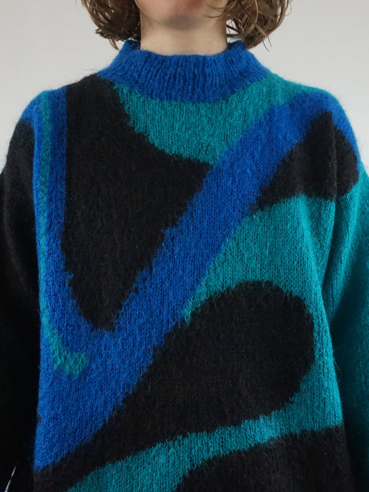 Pure Mohair Patterned Jumper - XL