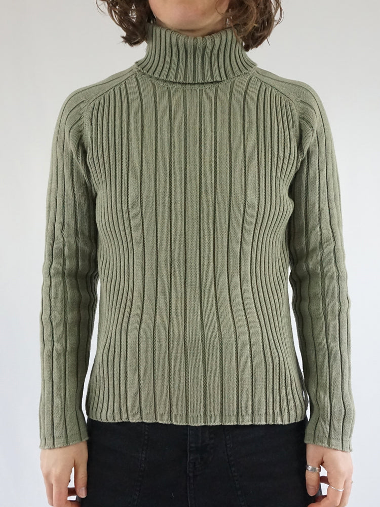 Sage Green Cotton Turtleneck - M