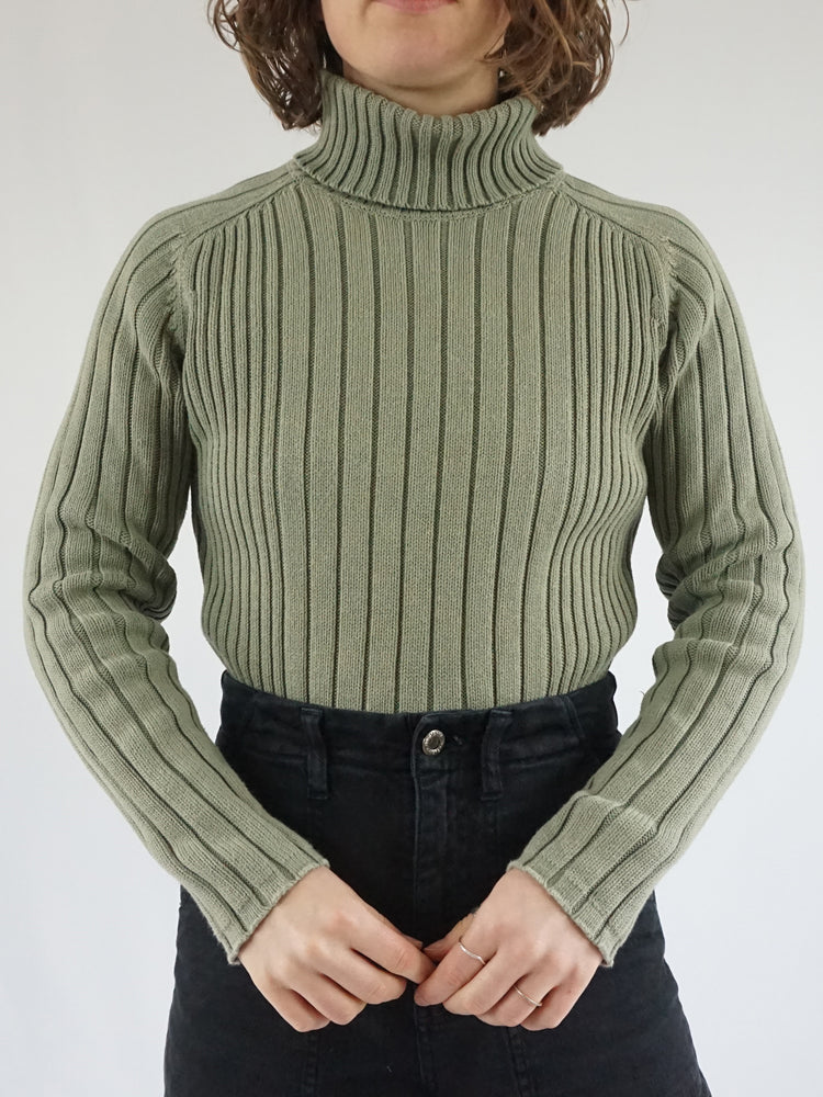 Sage Green Cotton Turtleneck - M