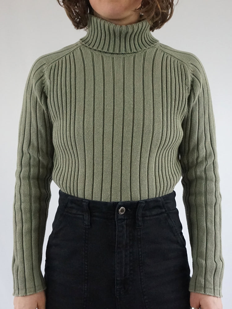 Sage Green Cotton Turtleneck - M
