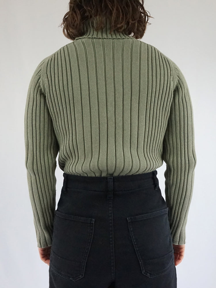 Sage Green Cotton Turtleneck - M