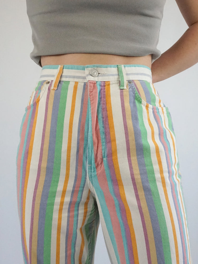 Pastel Striped Mum Jeans - 29"