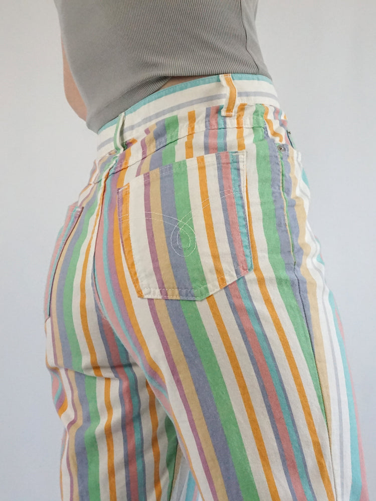 Pastel Striped Mum Jeans - 29"