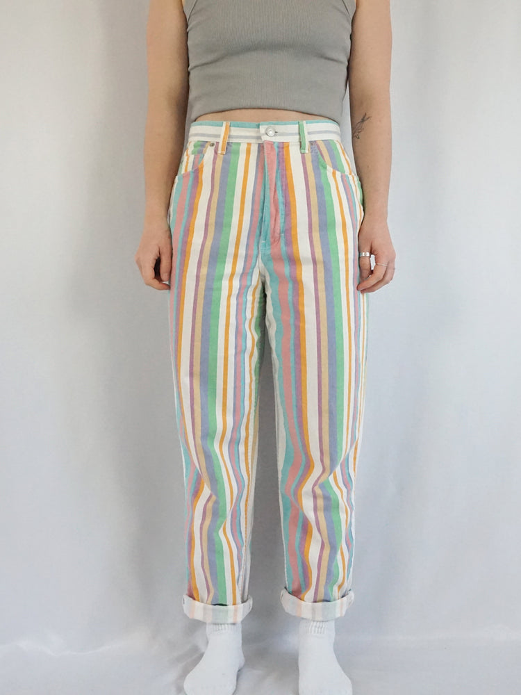 Pastel Striped Mum Jeans - 29"