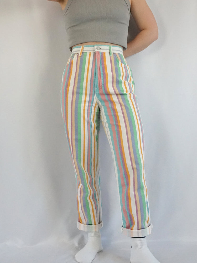Pastel Striped Mum Jeans - 29"