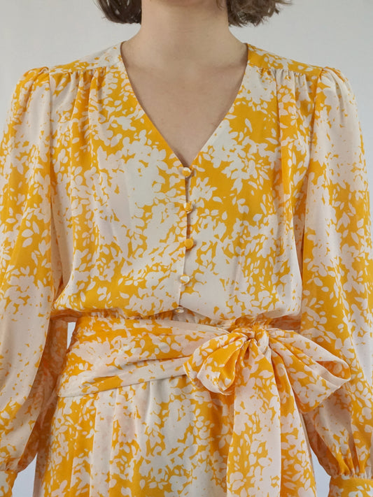 Yellow Floral Two Piece Set - S