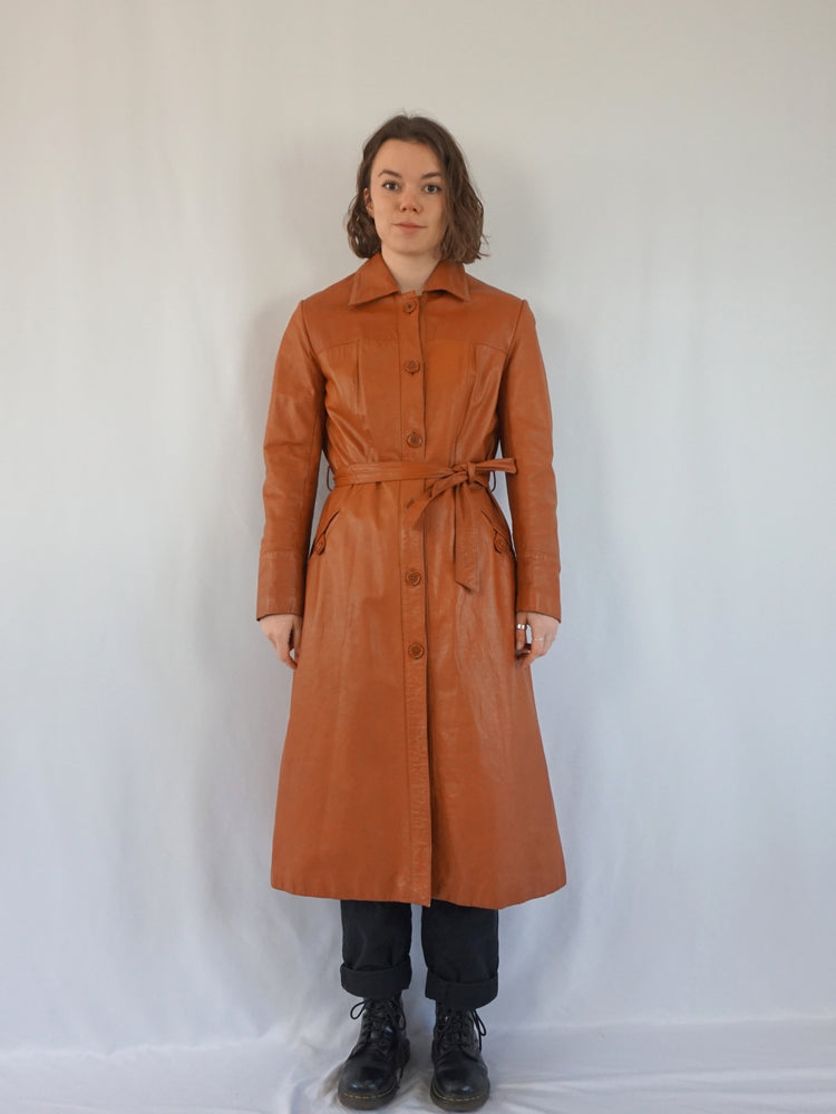Caramel Brown Leather Jacket - M