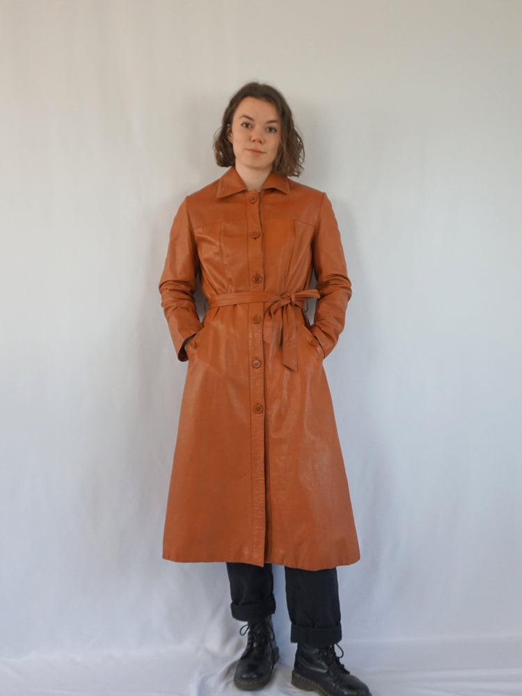Caramel Brown Leather Jacket - M