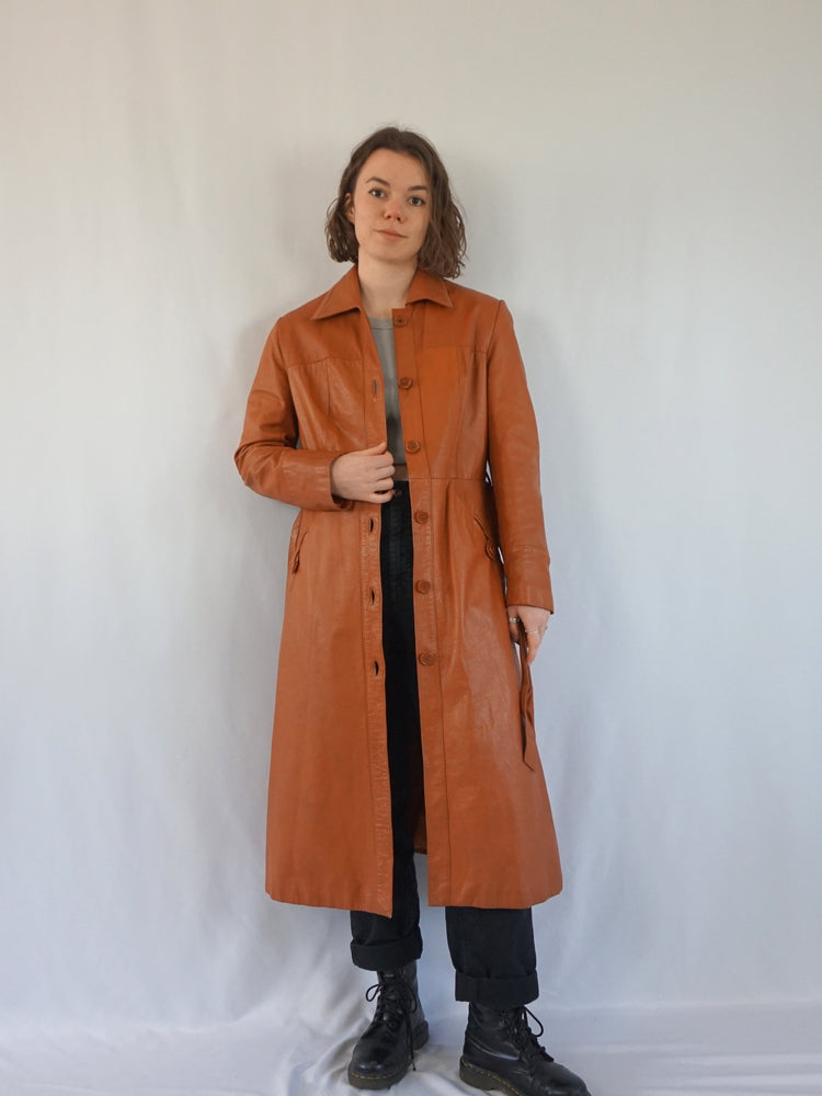 Caramel Brown Leather Jacket - M