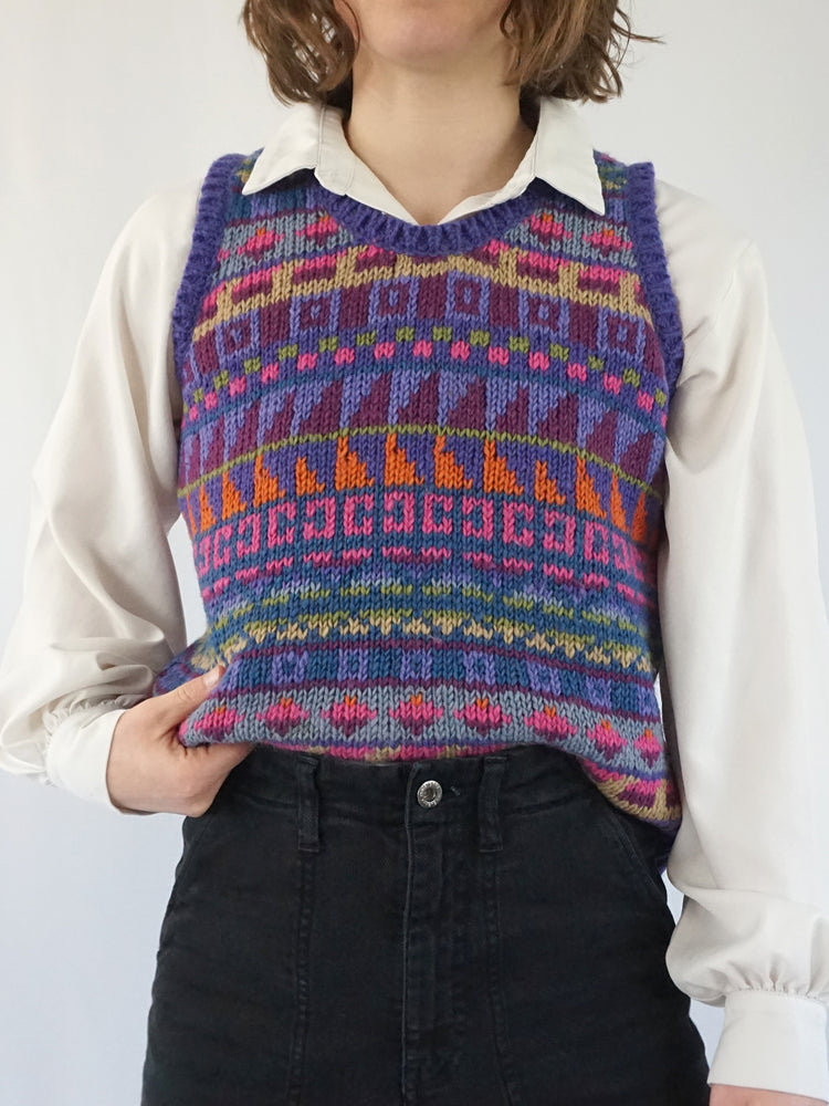 Purple Pachamama Wool Vest - M