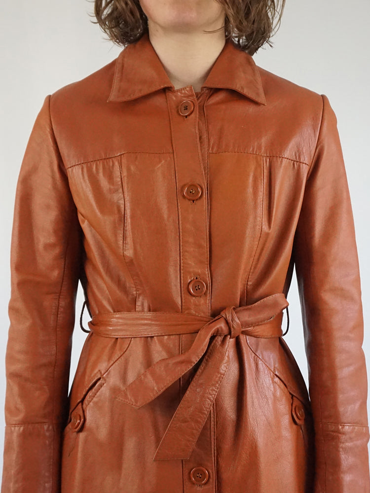 Caramel Brown Leather Jacket - M