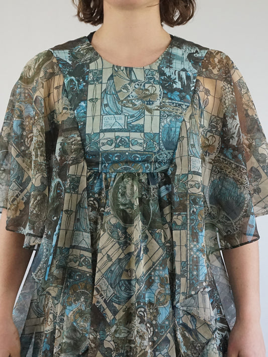 Renaissance Print Layered Dress - S