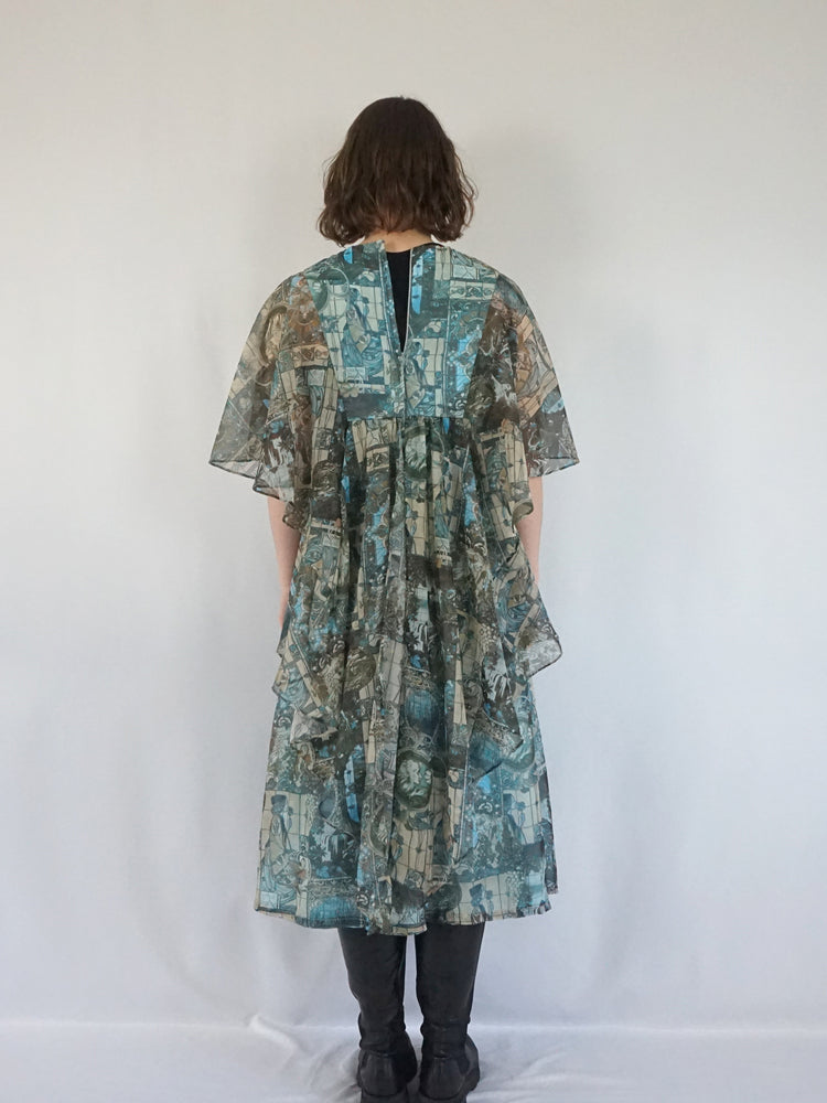 Renaissance Print Layered Dress - S