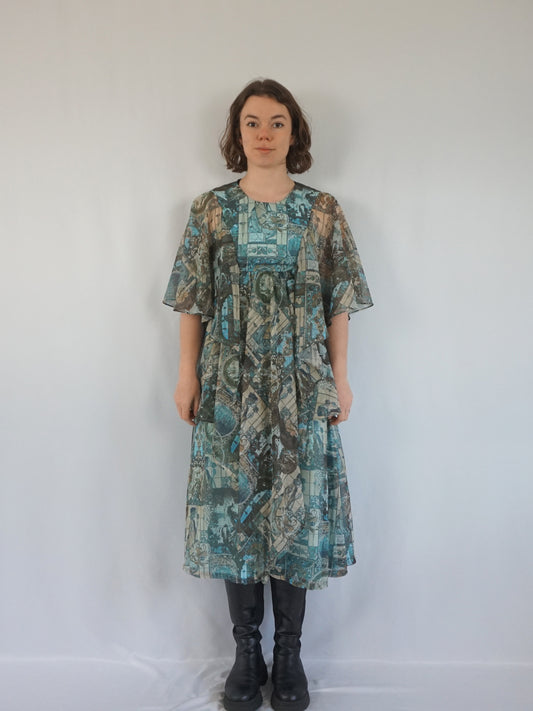 Renaissance Print Layered Dress - S