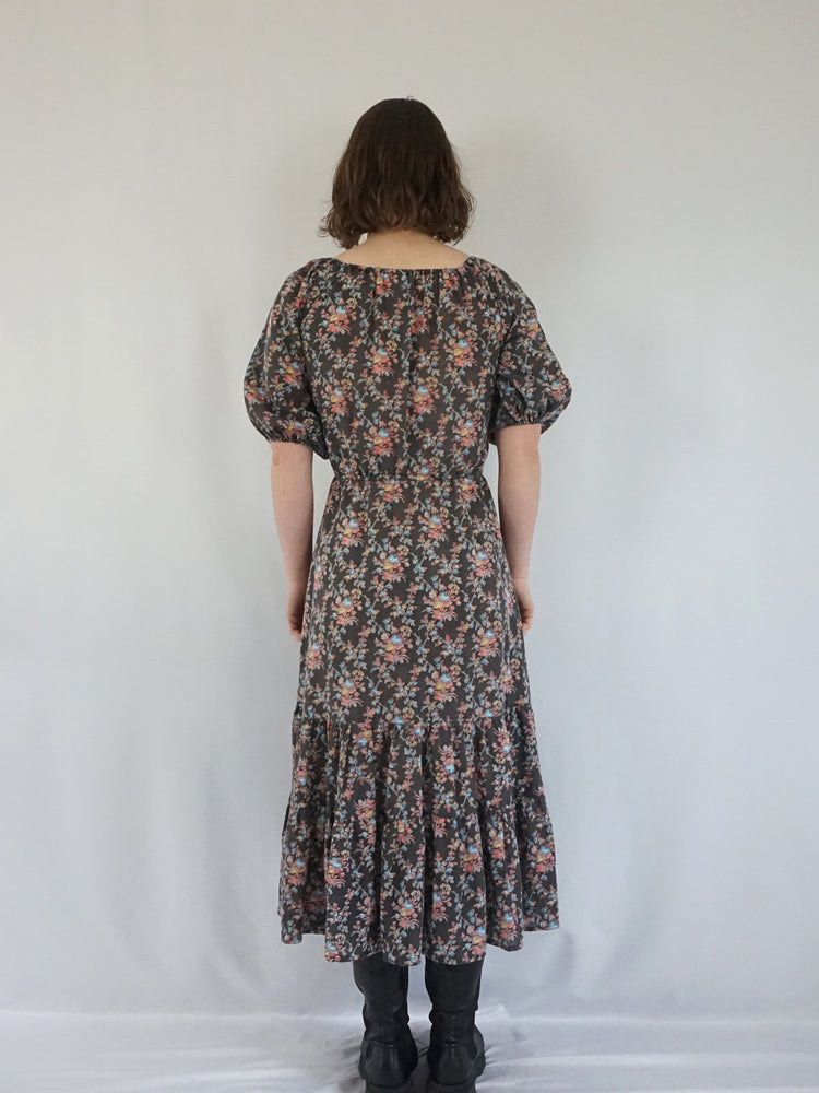 Floral Tiered Midi Dress - S