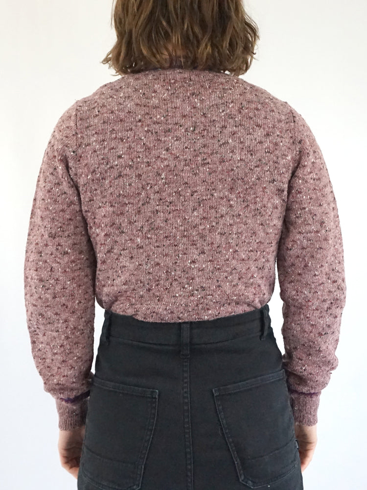 Pink Patterned Wool Jumper - S