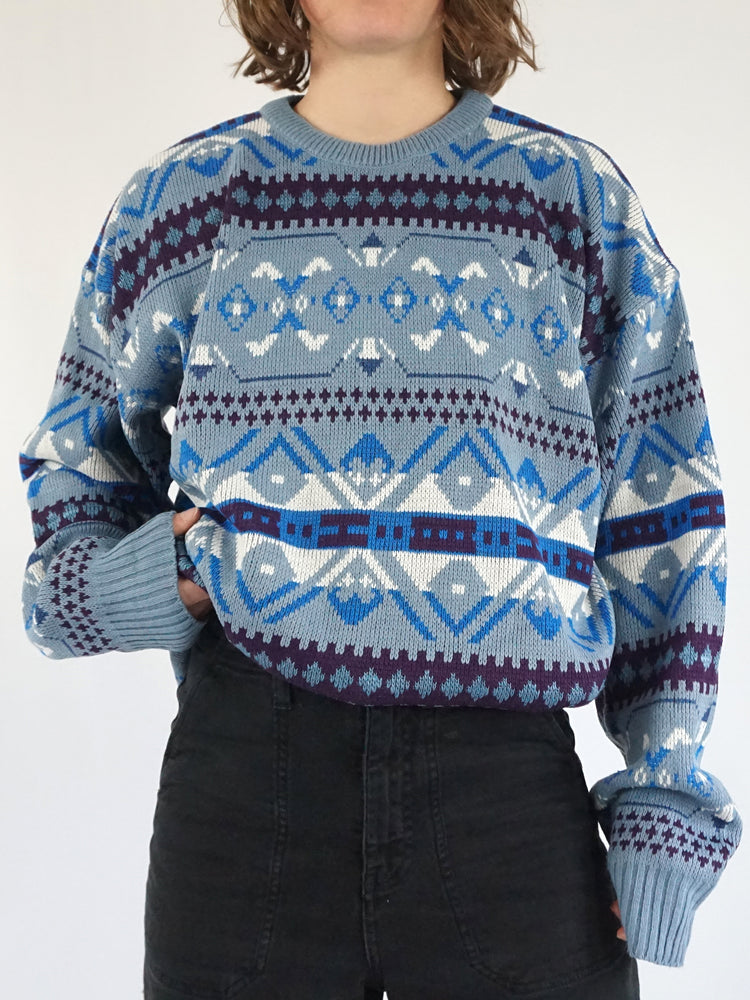 Light Blue Patterned Jumper - XXL