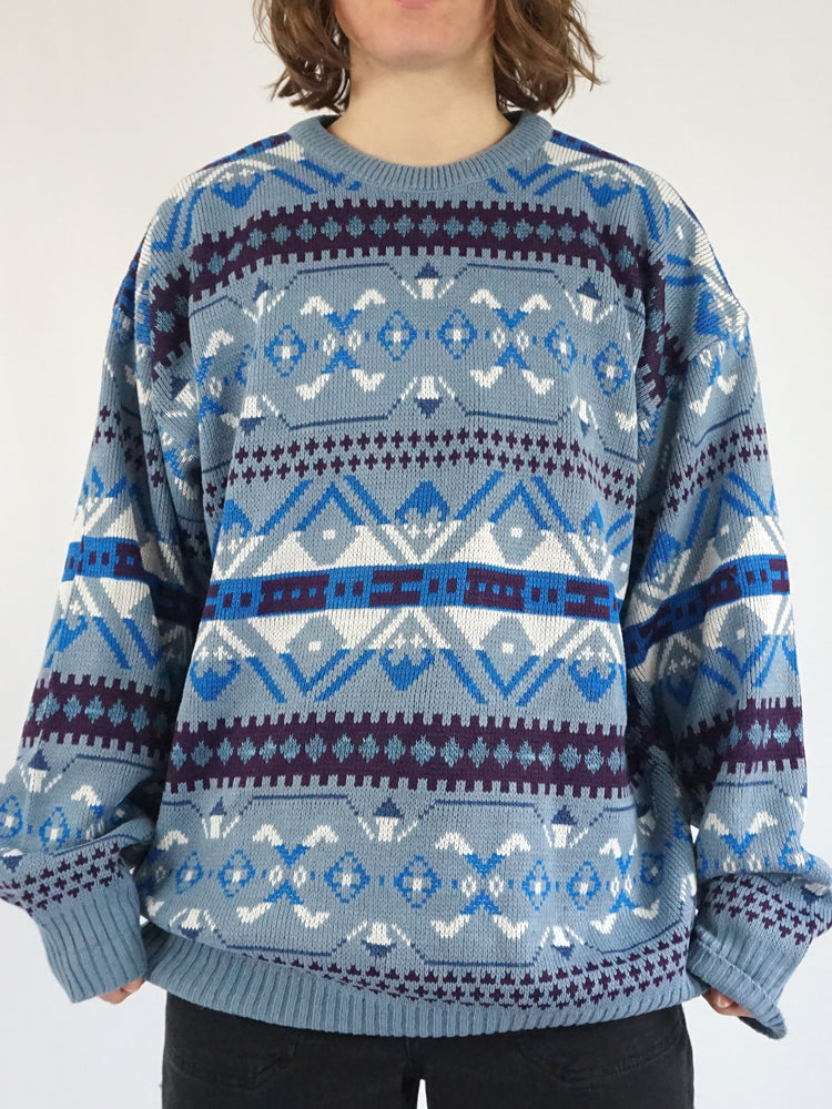 Light Blue Patterned Jumper - XXL