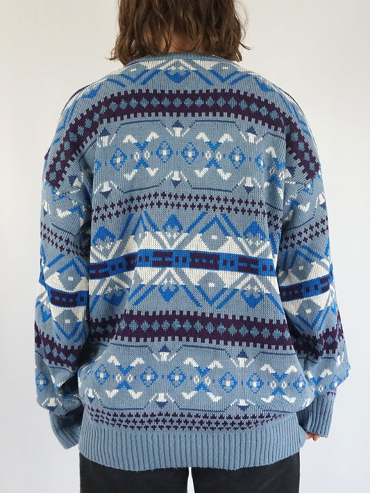 Light Blue Patterned Jumper - XXL