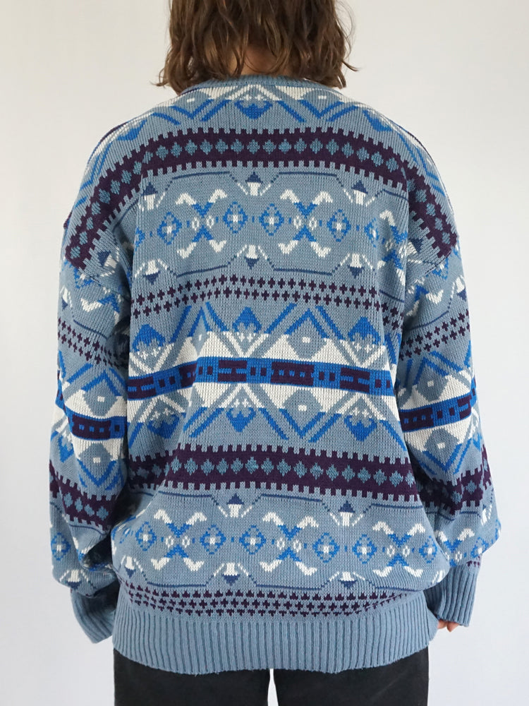 Light Blue Patterned Jumper - XXL